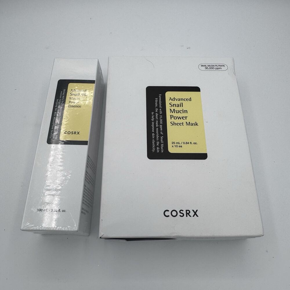 COSRX Snail Mucin Sheet Mask 10 EA with + 96% Power Repairing Essence 3.38 Fl.Oz